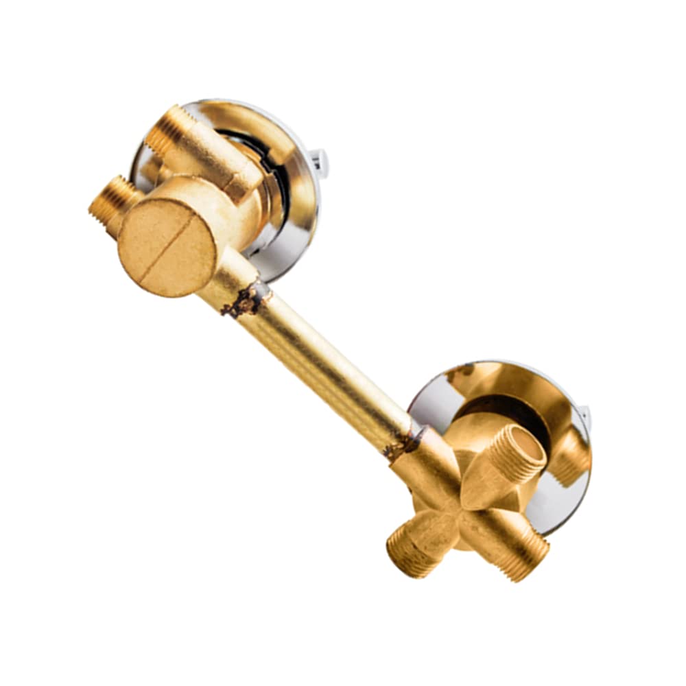 ZYCHSJXA Upgraded 2/3/4/5 Way Brass Shower Valve Mixer - Thermostatic Faucet with G1/2 Diverter Control, Cartridge, Dual Handle for Cabin (3 Outputs, 14.5cm)