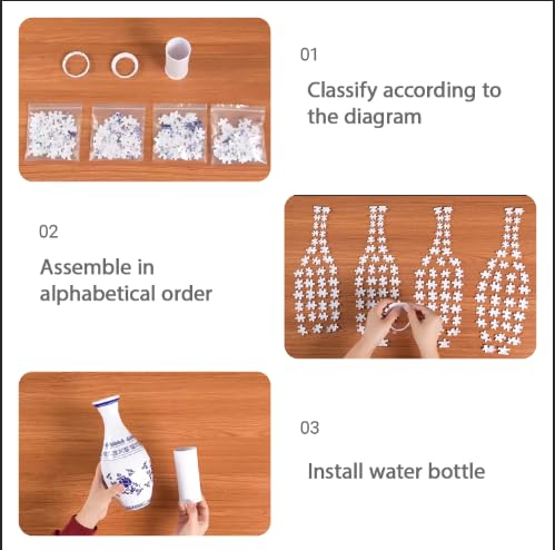 200PCS 3D Puzzle Vase - 6.9x6.9x11.1 DIY Flower Vase Kit for Adults, STEM Craft, Home Decor Gift - No Glue Needed (Chinese Ink Art)