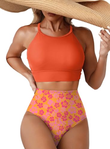 Herseas Women's Black Bikini Sets High Waisted 2 Piece Popular