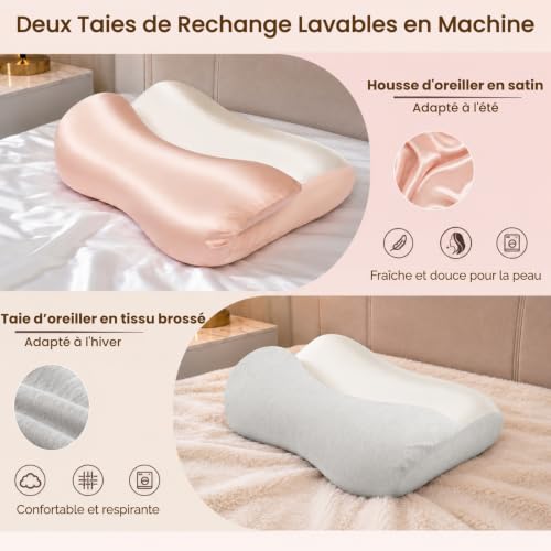 Oreiller ergonomique cervical à mémoire de forme Mailirious
