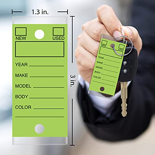 Image of Versa-Tags Lime Green Self-Protecting Key Tags with Chrome-Plated Split Rings, 1000 Count Automotive Dealership Key Tags for Car Truck RV Inventory & Service Organization