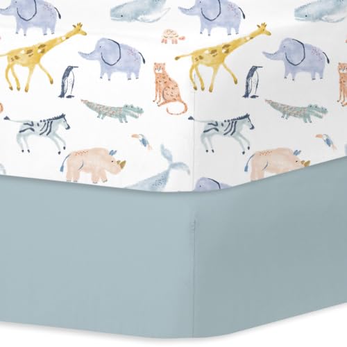 Image of Little Grape Land Crib Sheets for Boys and Girls, 2pk Baby Crib Fitted Sheet for Standard Size Crib and Toddler Mattress, Super Soft Baby Sheet