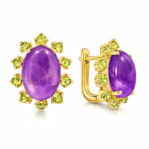 Boucles d oreilles améthyste et péridot pour femme bijou argent 925 pendant