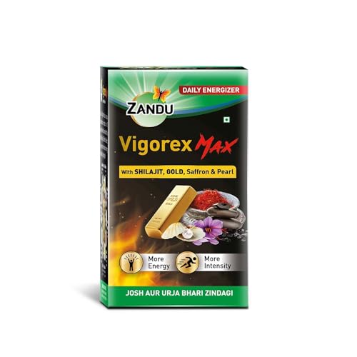 Zandu Vigorex MAX, 20 Capsules, Enriched With Shilajit, Gold, Saffron, Pearl And Ashwagandha For Intensity And Energy