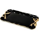 Vintage Decorative Tray Jewelry Tray Towel Tray Storage Tray Rings Necklace Bracelets Earrings Trays Cosmetics Jewelry Organizer Retro Design Bow Decor Resin Plate Coquette Room Decor (Black)
