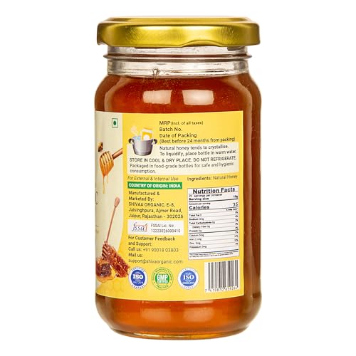 Image of Shiva Organic Raw Organic Certified Honey 250g | 100% Pure NMR Tested | Raw and Unprocessed