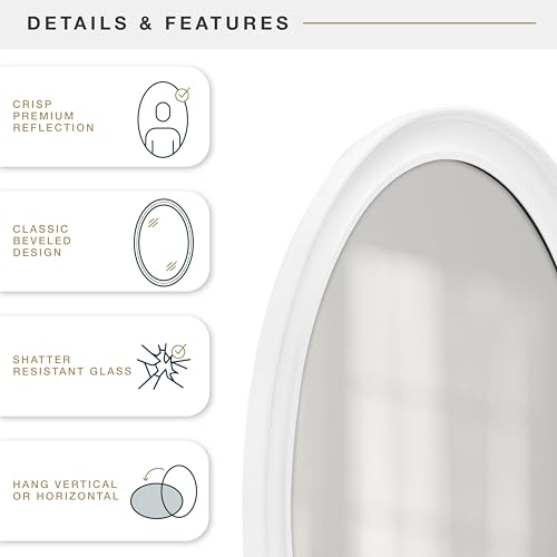 Image of MCS Wall Mirror, 21x31, Classic White Oval, for Bathroom & Bedroom