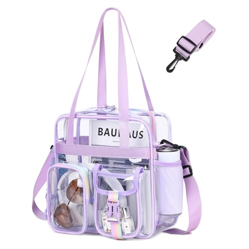 Image of Clear Tote Bag, Heavy Duty PVC 12x 12x6 in Clear Bag for Stadium Events for Women Men