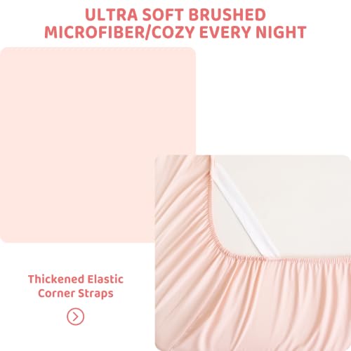 Image of Viviland 4 Pieces Girls Full Sheets Set Kids, Blush Pink Bed Sheets | Breathable & Soft Microfiber Kids' Sheet & Pillowcase Sets, Fitted Sheet with 15 inch Deep Pocket and Corner Straps, Easy Care