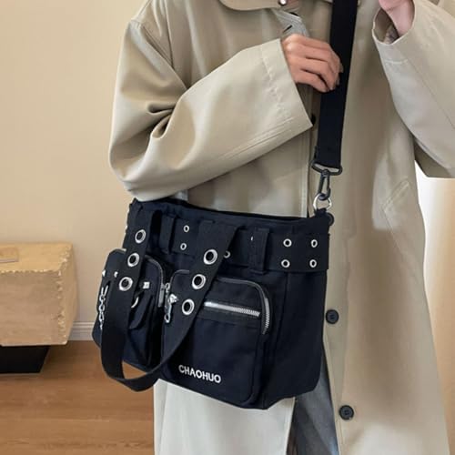 Gothic Goth Purse,Punk Grunge Messenger Bag,Cool Goth Canvas Shoulder Bag for Women2