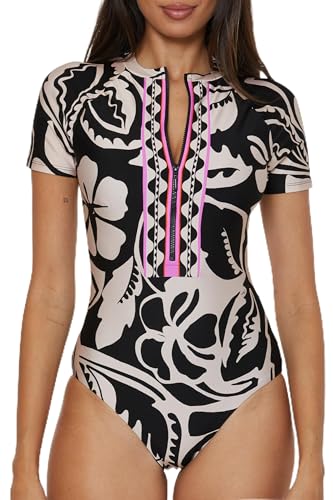 Trina Turk Women's Florence Zip-up One Piece Swimsuit, Casual, Bathing Suits