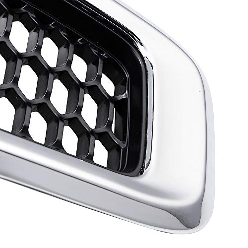 Image of Full Set Black Honeycomb Mesh Grille Insert + Chrome Cover Trim Ring Compatible with 2014-2018 Jeep Cherokee