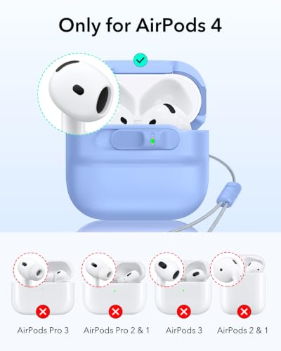 Image of ESR for AirPods 4 Case, Compatible with AirPods 4 Generation Case (2024)(USB-C), MagSafe Compatible, Magnetic Lid Lock, Drop-Proof Protection Cover with Lanyard, Pulse Series, Light Blue