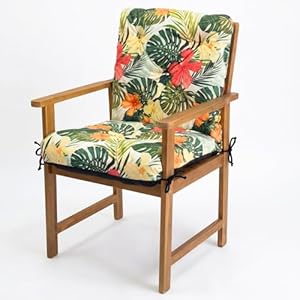 4L Textil Gartenstuhlauflagen Niedriglehner Auflage Gartenstühle Sitzauflagen Sitzkissen Niederlehner Sitzkissen Hochlehner Auflagen (50x50x50 cm, Blumen Grün)