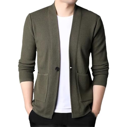 Men's Single Button Knitted Cardigan V-Neck Casual Solid Color Sweater
