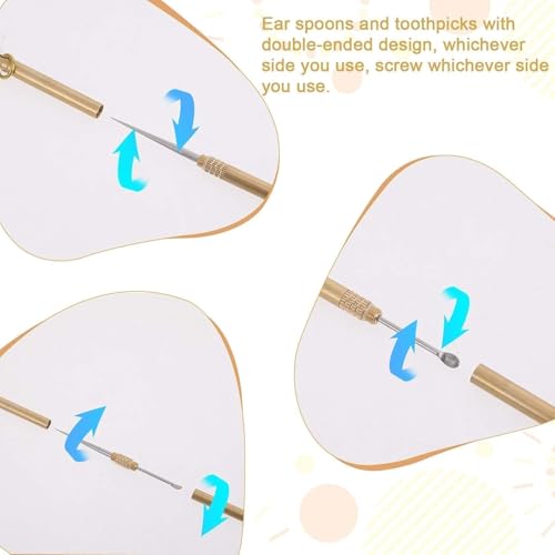 Image of 2-in-1 Ear Spoon & Toothpick Tool with Keychain - Portable Mini Toothpick Holder, Folding Copper Ear Wax Removal Tool, Brass Ear Picks for Travel, Camping, Picnic, and Daily Use