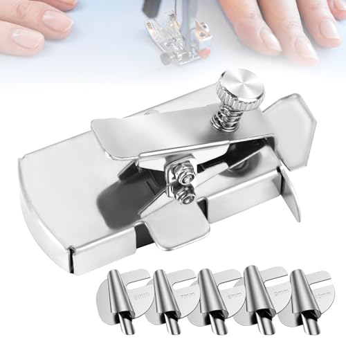 Guide de Couture magnétique et 5 Pieds presseurs pour Machine à Coudre (6/7/8/9/10 mm), règle de Guidage de Couture, Ourlet roulé, Pied presseur en Acier Inoxydable...