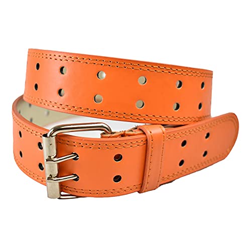 GK Eurosport Womens Thick Wide 2 Hole Leather Belt - BN9041 (Small, Orange)