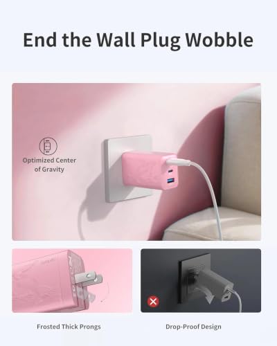 Image of Orca USB C Charger,GaN 3-Port 65W Charger USB C, Type C Fast Charging Block, Travel Ready for iPhone 17 /16 /15 Series,MacBook, iPad and More