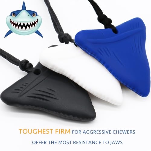 Image of Xtra Tough (XT) Shark Tooth Sensory Chew Necklace (6 Pack) - Chewing Necklace Chew Toys for Kids, Boys or Girls - Designed for Autism Aggressive Chewers (Xtra Tough - Aggressive Chewers)
