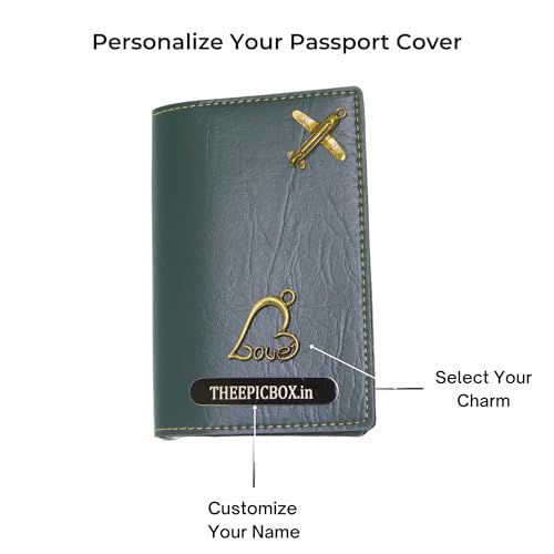 Image of Personalized Leather Passport Holder Cover | Custom Name & Charm | Sleek & Stylish Travel Wallet for Men & Women | Faux Leather Passport Cover | Unisex Travel Accessory (Grey Classic)