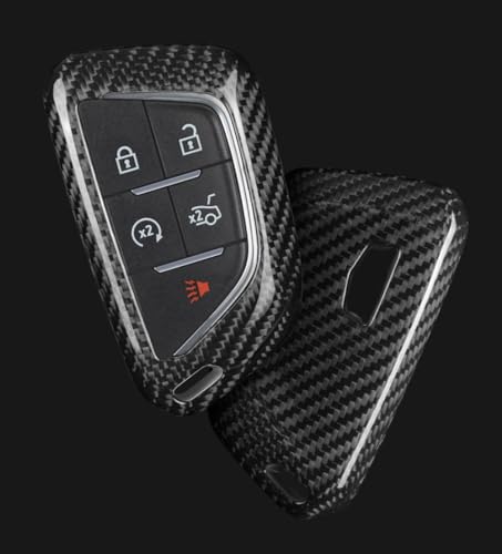 Image of iJDMTOY Real /Genuine Gloss Black Carbon Fiber Key Fob Shell Cover, Compatible with 2020-up Cadillac ATS CT4 CT5 CT6 XT4 XT5 XTS Smart Key Fob