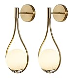 KCO Lighting Aplique de Pared Globo, Escaleras(Dorado+Blancox2)