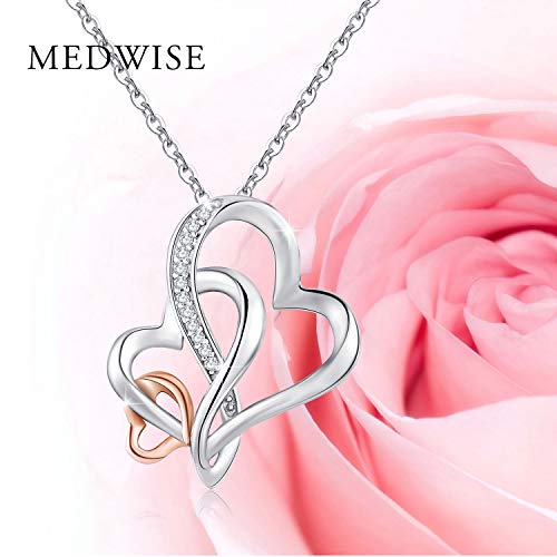 MEDWISE Three Generations Necklace for Grandma Gifts Jewelry S925 Sterling Silver Grandmother Mom Granddaughter Mother's Day Necklace Jewelry Birthday Gifts Rose Gold/Golden Tone Infinity Love3