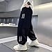 Boys Joggers Kids Wide Leg Loose Sweatpants Elastic Waist Letter Print Sweat Pant Fashion Athletic Trouser with Pockets