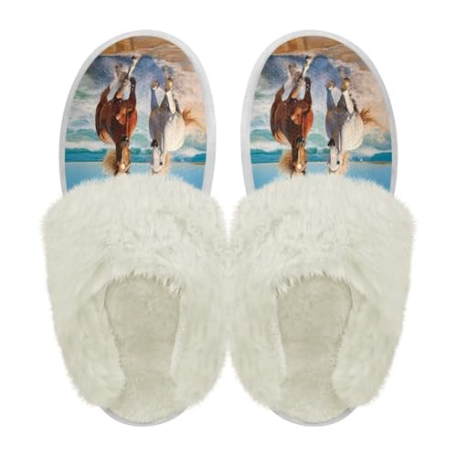 Fuzzy Slippers for Women Indoor Outdoor Warm House Shoes with Memory Foam Anti-Skid Sole Gifts for Women Mom Ladies2