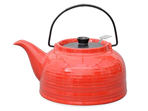 Original Aricola Nelly Large Tea Pot heat-resistant ceramic 1.5 Litres with Steel Strainer red