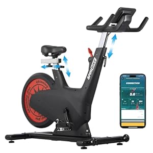 PioneerWorks Exercise Bike, 5 in 1 Self-Powered Bike, 350 lbs Weight Capacity, 32-Level Adjustable Magentic Resistance & Emergency Brake, Silent Belt Drive, Adjustable Handlebar & Seat, Visualizing Motion Data