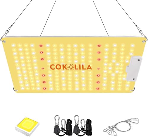 COKOLILA LZB1000 Lámpara de Cultivo LED, Espectro Completo Regulable 222 LED SMD con Luz IR para Plantas de Interior, Ideal para Tienda de Cultivo 90x90cm, Vegetación y Floración