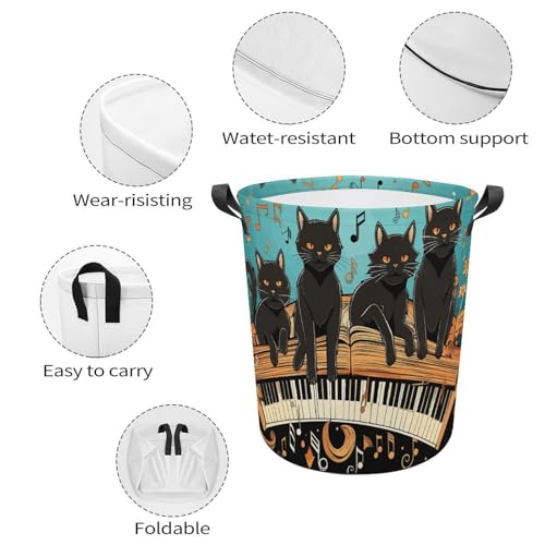 Panier à linge grand format étanche et corbeille à linge chat noir - 5