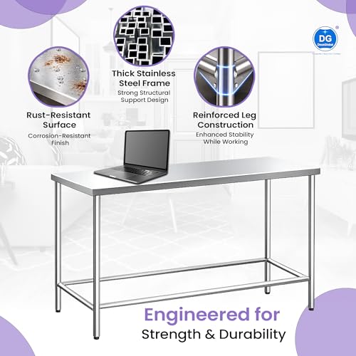Image of Beauty Stainless Steel Heavy Table 45 inch x 26 inch x 34 inch Inches LxBxH 5 Year Manufacturing Warranty
