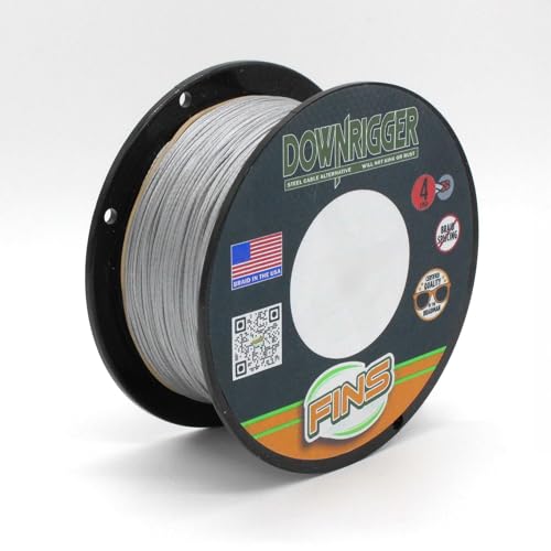 FINS Downrigger Braid - USA Made - Rust-Free Deep Sea Fishing Line, Reduces Blow-Back, No Kink High-Performance Braided Cable Alternative 200 lb - 100 Yds
