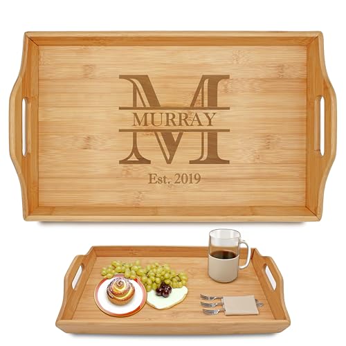 Personalized Bamboo Wood Serving Tray with...