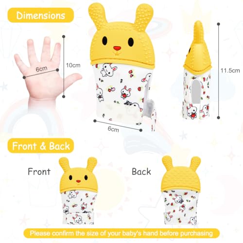 Image of 2Pack Silicone Teething Mitt, Rabbit Baby Teething Toy for 0-6 6-12 Months, Food Grade Silicone Infant Teething Mitten, BPA-Free Baby Chew Toys for Pain Relief, Sucking Needs