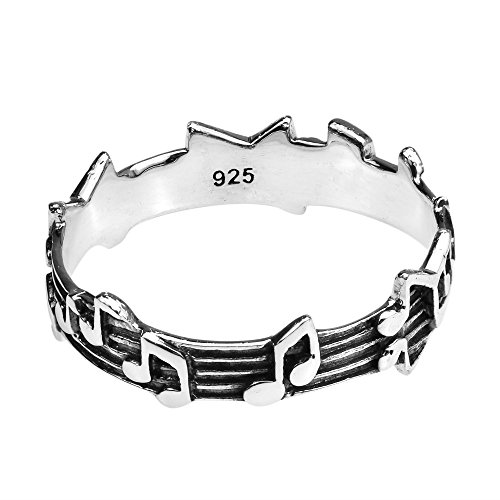 AeraVida Whimsical Melody Musical Notes .925 Sterling Silver Band Ring | Music Note Rings Sterling Silver Women | Melody Ring | 5 Mm Ring | Comfort Fit US Sizes 5-112