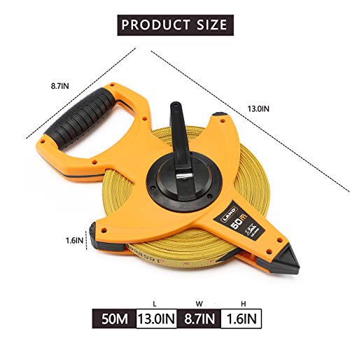 Land Open Reel Fiberglass Tape Measure - 165Ft/50M By 1/2-Inch, Inch/Metric Scale, Heavy Duty Tape For Runway And Engineer Survey (165Ft) #TOP1
