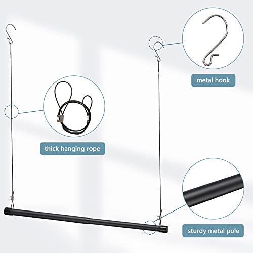 Double Closet Rods For Hanging Clothes, 15 To 39 Inch Adjustable Hanging Closet Bar - Heavy Duty Closet Poles Extender For Wardrobe Storage, Black #TOP2