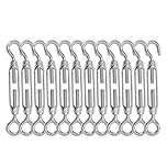 High-PQ Stainless Steel Turnbuckle Tensioner, Heavy Duty Turnbuckles, Hook and Eye Turnbuckle for Cable Tent Installation Sun Shade Gardening Decoration（M4,12PCS）