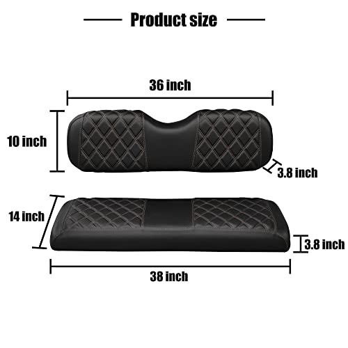 Nokins Golf Cart Rear Seat Cover, No Stapler Required, Golf Cart Vinyl Replacement Seat Cover. Fits Ezgo, Club Car, Yamaha. Regular Universal Size Flip Back Seat Kit Seat Cushion #TOP4