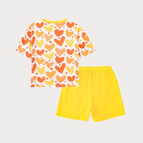 Image of Yoxindax Tween Girls Summer 2-Piece Outfit Set - Crew Neck Short Sleeve T-Cherry Print Shorts 7-14Y Summer Clothes