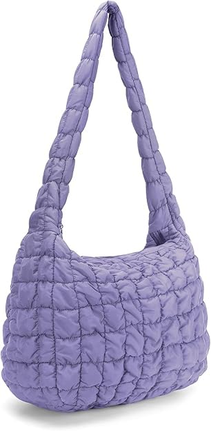 Quilted Puffer Tote Bag for Women Large Quilted Tote Bag Lightweight Nylon Puffy Quilted Padding Hobo Bag Quilted Bag