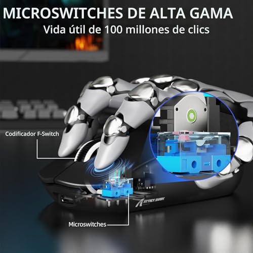 Ratón Bluetooth ATTACK SHARK G3PRO inalámbrico de 25000 dpi superligero con base carga 6