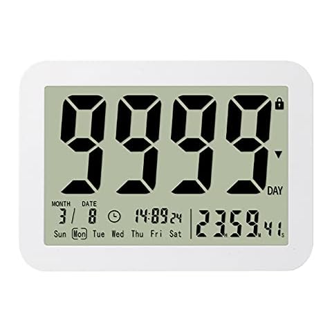FCXJTU Digital Countdown Days Timer Clock- 9999 Days Count Down Days Timer with Stand Strong Magnetic Back for Retirement Wedding Vacation Christmas New Baby Classroom Lab Kitchen Cooking (9999Day) Cover