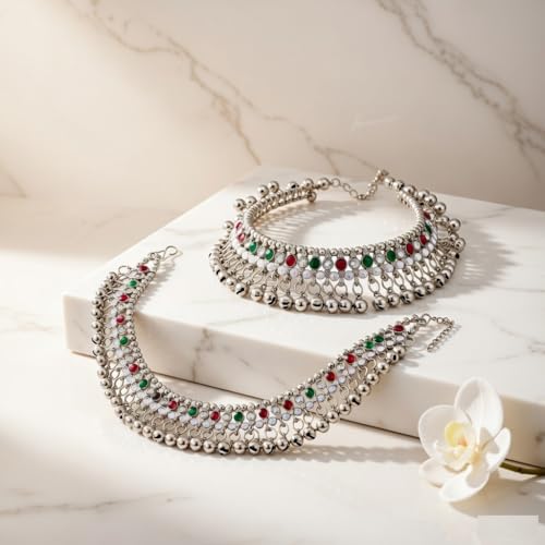 Image of Efulgenz Indian Anklets Bridal Payal Ghungroo Jhanjara Bells Ankle Bracelet
