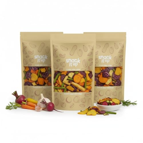 Image of Snack It Up Vacuum Crisped Mix Vegetable Chips 90gm x 3 | 8 Real Dehydrated Vegetables | 70% Less Oil, Zero Preservatives | Gluten Free, Plant Based, Vegan Healthy Chips | 8 Real Dehydrated Vegetables, 70% Less Oil, Zero Preservatives, Gluten Free, Plant Based, Vegan