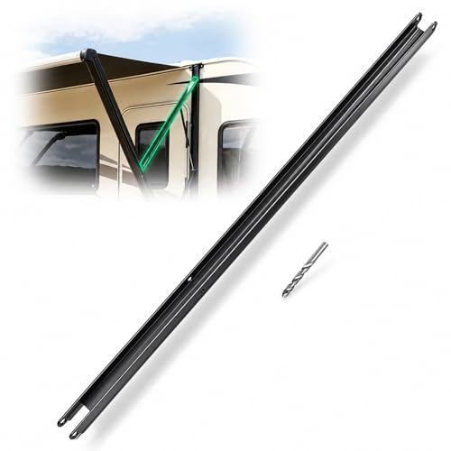 383152 50 RV Awning Inner Drive Arm Replacement Compatible with Solera Regal 69 Awning Arm Assemblies Precision-Fit 50x1.75 Black Aluminum Rail Rust-Resistant Powder-Coated with Drill Bit